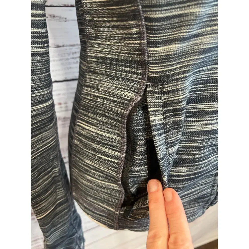 Lululemon Hooded Define Jacket  grey  white striped  Front zip Size 6 - Picture 4 of 14